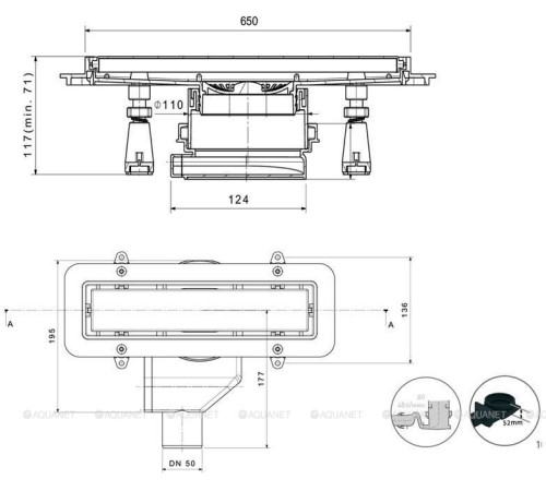 Трап линейный Pestan Confluo Premium Line 650 White Glass 13000283