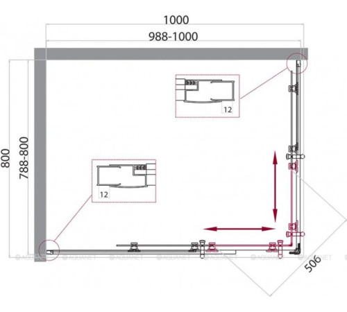 Душевой уголок BelBagno UNO-195-AH-2 100х80 см хром стекло прозрачное UNO-195-AH-2-100/80-C-Cr