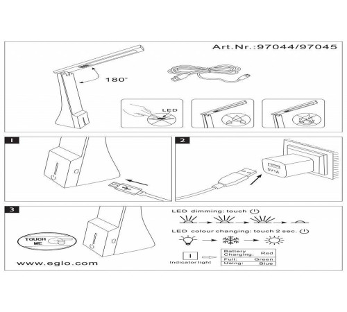 Настольная лампа офисная Eglo La Seca 3.3 Вт белая 97044
