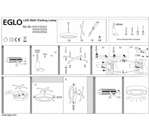 Накладной светильник Eglo ПРОМО Fueva 1 97279