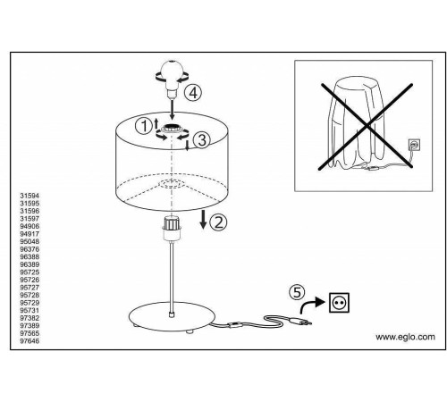 Настольная лампа декоративная Eglo ПРОМО Viserbella 97646