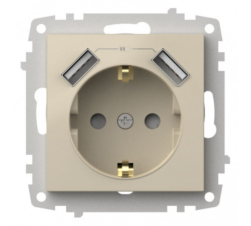 Розетка с заземлением и со шторкой и 2хUSB type A, без рамки Elbi Eleсtriс Zena Vega 609-010300-317