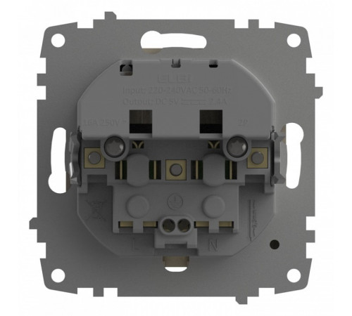 Розетка с заземлением и со шторкой и 2хUSB type A, без рамки Elbi Eleсtriс Zena Vega 609-010300-317