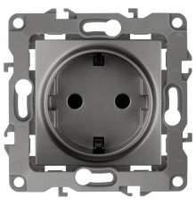 Розетка с заземлением и со шторкой, без рамки Эра Эра 12 12-2102-12