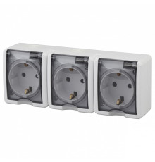 Розетка четверная с заземлением с крышкой Эра Эра Эксперт 11-2405-01