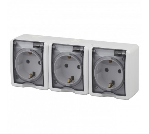 Розетка четверная с заземлением с крышкой Эра Эра Эксперт 11-2405-01