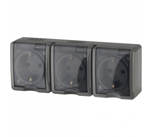 Розетка четверная с заземлением с крышкой Эра Эра Эксперт 11-2405-03