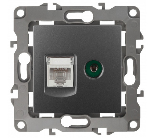 ТВ-розетка и розетка Ethernet RJ-45 без рамки Эра Эра 12 12-3110-12