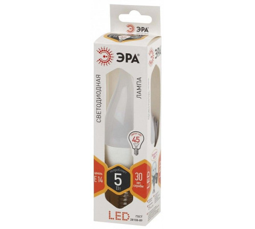 Лампа светодиодная Эра E14 5Вт 2700K LED BXS-5W-827-E14