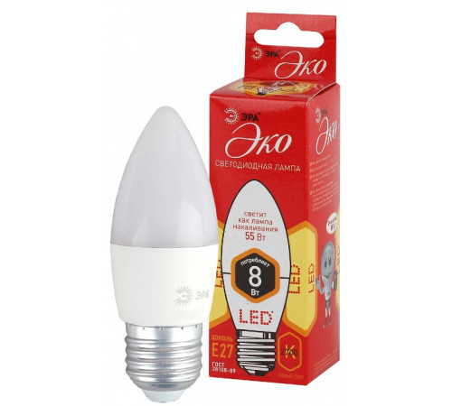 Лампа светодиодная Эра ECO LED B35-8W-827-E27 R