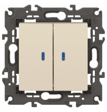 Выключатель двухклавишный с подсветкой без рамки Эра Эра Elegance 14-1105-02