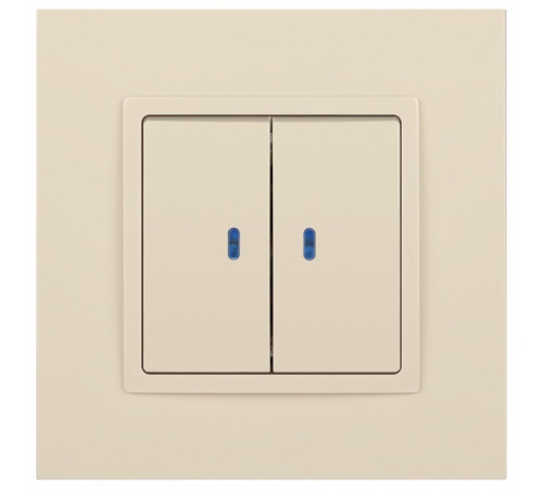 Выключатель двухклавишный с подсветкой без рамки Эра Эра Elegance 14-1105-02