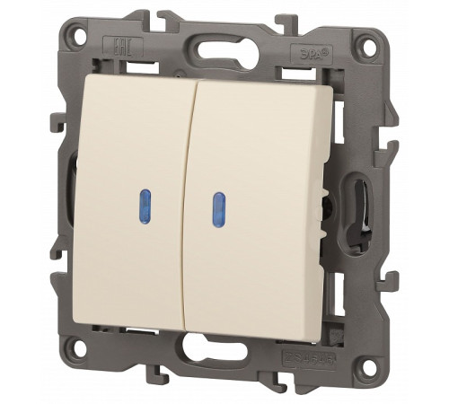 Выключатель двухклавишный с подсветкой без рамки Эра Эра Elegance 14-1105-02