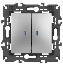 Выключатель двухклавишный с подсветкой без рамки Эра Эра Elegance 14-1105-03