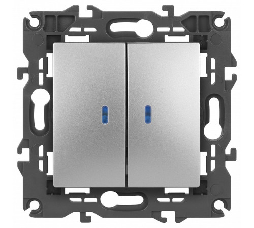 Выключатель двухклавишный с подсветкой без рамки Эра Эра Elegance 14-1105-03