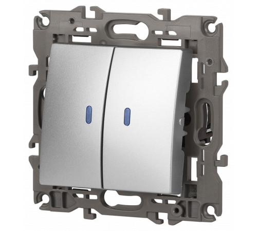 Выключатель двухклавишный с подсветкой без рамки Эра Эра Elegance 14-1105-03