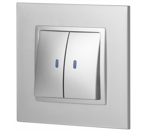 Выключатель двухклавишный с подсветкой без рамки Эра Эра Elegance 14-1105-03