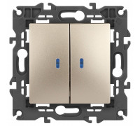 Выключатель двухклавишный с подсветкой без рамки Эра Эра Elegance 14-1105-04