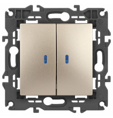 Выключатель двухклавишный с подсветкой без рамки Эра Эра Elegance 14-1105-04