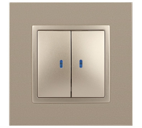 Выключатель двухклавишный с подсветкой без рамки Эра Эра Elegance 14-1105-04