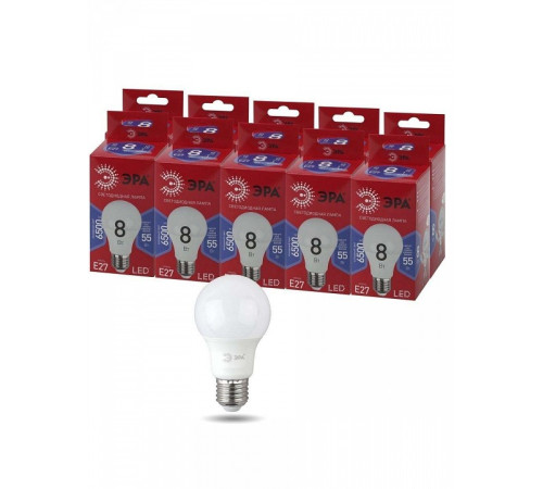 Лампа светодиодная Эра LED A55-8W-865-E27 R