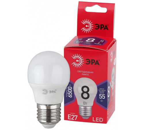 Лампа светодиодная Эра E27 8Вт 6500K LED P45-8W-865-E27 R