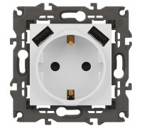 Розетка с заземлением и со шторкой и 2хUSB, без рамки Эра Эра Elegance 14-4109-01