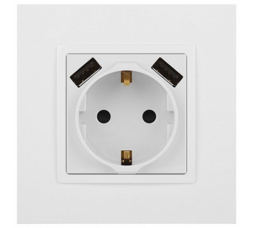 Розетка с заземлением и со шторкой и 2хUSB, без рамки Эра Эра Elegance 14-4109-01