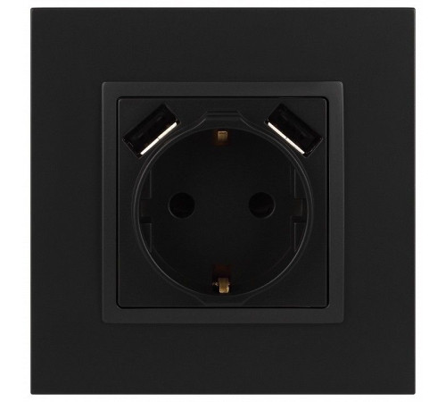 Розетка с заземлением и со шторкой и 2хUSB, без рамки Эра Эра Elegance 14-4109-05