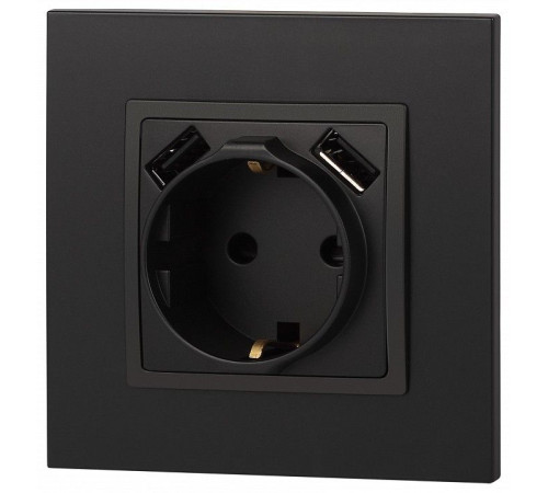 Розетка с заземлением и со шторкой и 2хUSB, без рамки Эра Эра Elegance 14-4109-05