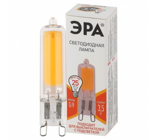 Лампа светодиодная Эра G9 3.5 Вт 2700 K LED JCD-3,5W-GL-827-G9