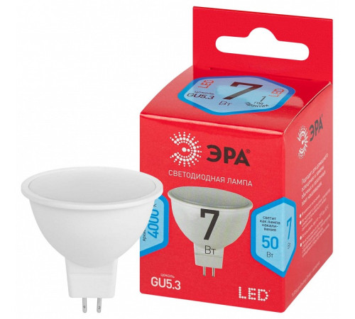 Лампа светодиодная Эра GU5.3 7Вт 4000K LED MR16-7W-840-GU5.3 R