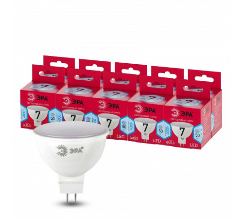 Лампа светодиодная Эра GU5.3 7Вт 4000K LED MR16-7W-840-GU5.3 R