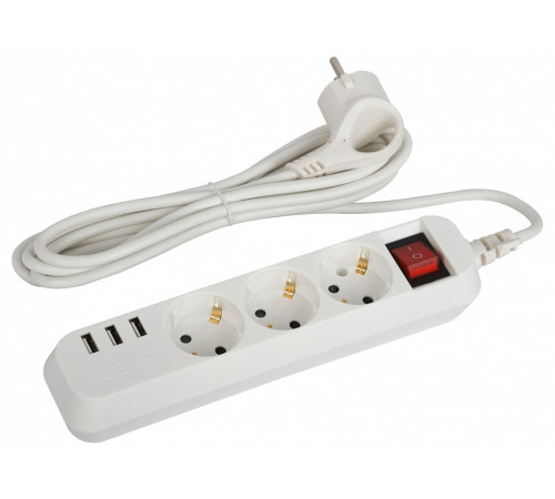 Удлинитель с выключателем Эра U-3es-1,5m-USB