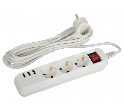 Удлинитель с выключателем Эра U-3es-5m-USB