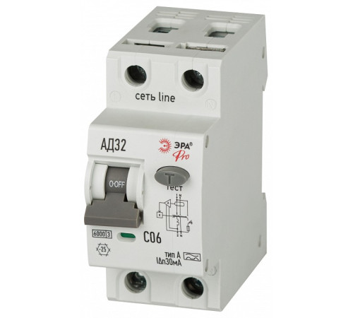 Дифференциальный автоматический выключатель электронный 1P+N Эра АД-32 D326E2C06А30