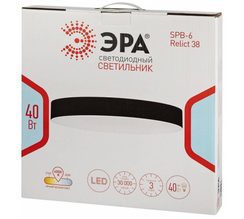 Накладной светильник Эра Relict Relict 38 SPB-6-40 4К BK