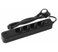 Удлинитель с выключателем ЭРА USF-4es-1,5m-2xUSBAC-B 4 розетки 1.5 м USB-A+C черный USF-4es-1,5m-2xUSBAC-B