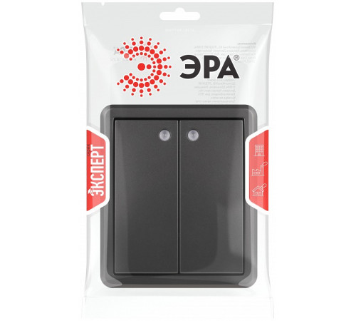 Выключатель двухклавишный с подсветкой Эра Эра Эксперт 11-1205-05