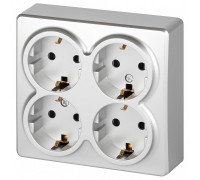 Розетка четверная с заземлением и со шторками Эра Эра Эксперт 11-2211-03