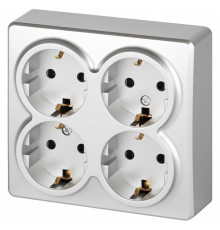 Розетка четверная с заземлением и со шторками Эра Эра Эксперт 11-2211-03