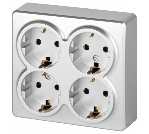 Розетка четверная с заземлением и со шторками Эра Эра Эксперт 11-2211-03