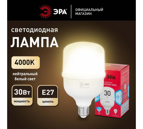 Лампа светодиодная Эра E27 30Вт 4000K LED POWER T80-30W-4000-E27 R