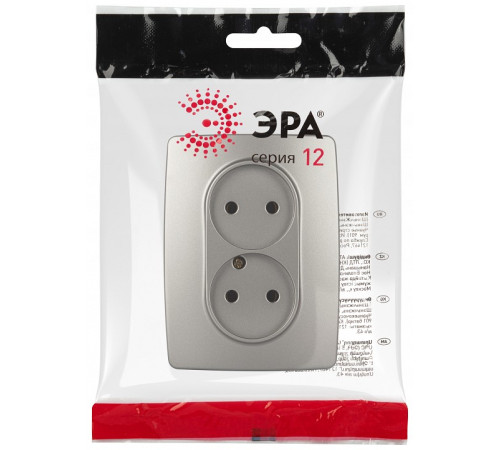 Розетка двойная без заземления Эра Эра 12 12-2107-16