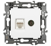 ТВ-розетка и розетка Ethernet RJ-45 без рамки Эра Эра 12 12-3110-01М