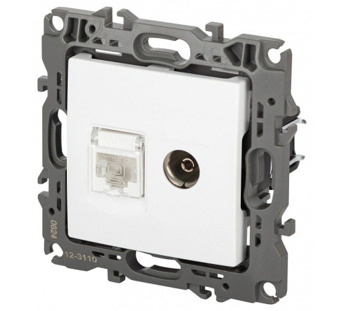 ТВ-розетка и розетка Ethernet RJ-45 без рамки Эра Эра 12 12-3110-01М