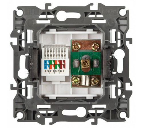 ТВ-розетка и розетка Ethernet RJ-45 без рамки Эра Эра 12 12-3110-01М