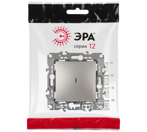 Выключатель одноклавишный с подсветкой без рамки Эра Эра 12 12-1102-16