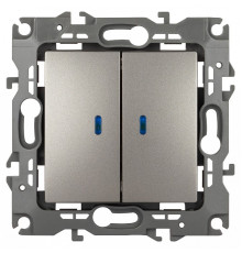 Выключатель двухклавишный с подсветкой без рамки Эра Эра 12 12-1105-16