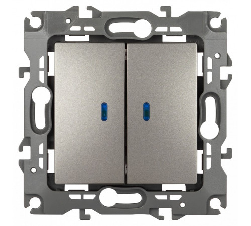 Выключатель двухклавишный с подсветкой без рамки Эра Эра 12 12-1105-16